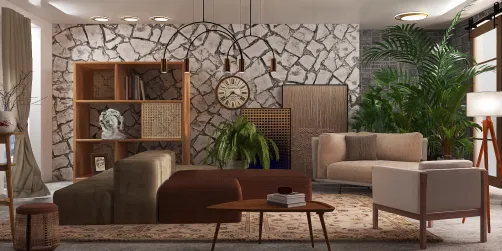 mix texturas, parede de pedra e muito c