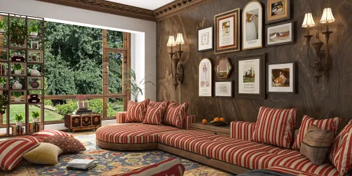 Salón con pared oscura