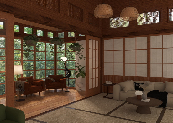 Chinese inspired living room  Design Rendering