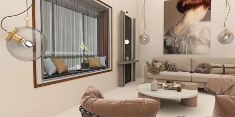 A cozy living room featuring a sectional sofa and circular coffee table, designed in a modern style, showcasing interior decor elements with an emphasis on comfort and aesthetics. Utilizes Homestyler's real-time 3D rendering feature for instant visual feedback.