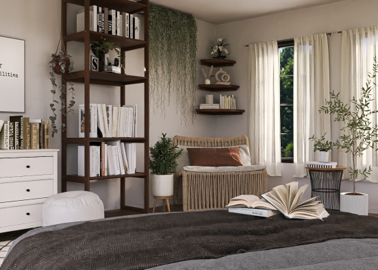 Bedroom of a Bookworm Design Rendering