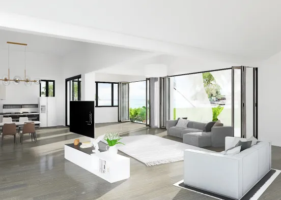 Kitchen/living room luxury house Design Rendering