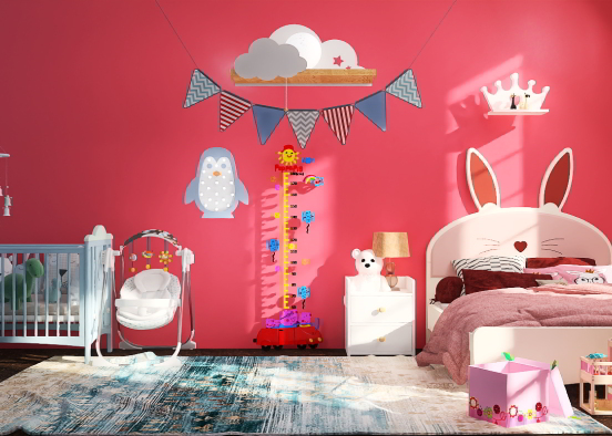 A boy nursery and a little girl bedroom Design Rendering