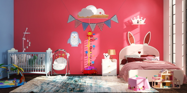 A boy nursery and a little girl bedroom