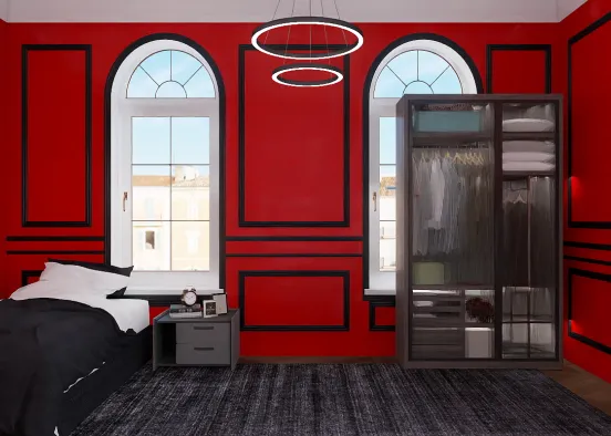 Red and Black room Design Rendering