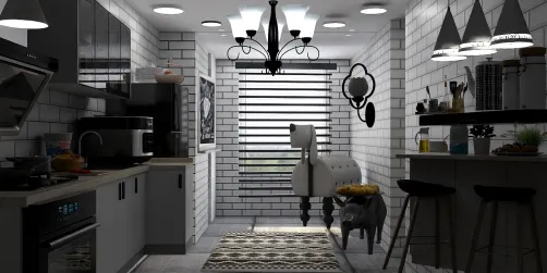 Black And White Galley Kitchen