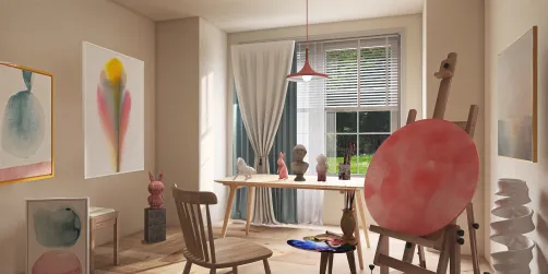 Pink Blue and Wood Art Studio