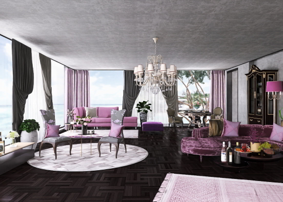 Purple themed living room 💜 Design Rendering