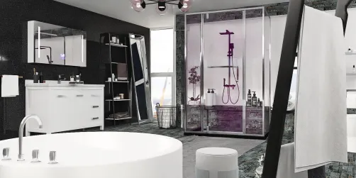 Modern stone black and white bathroom