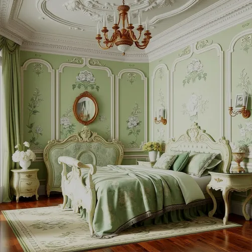 Rococo in pastel green shades ..