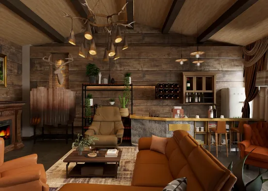 # western style living area Renderização de Design