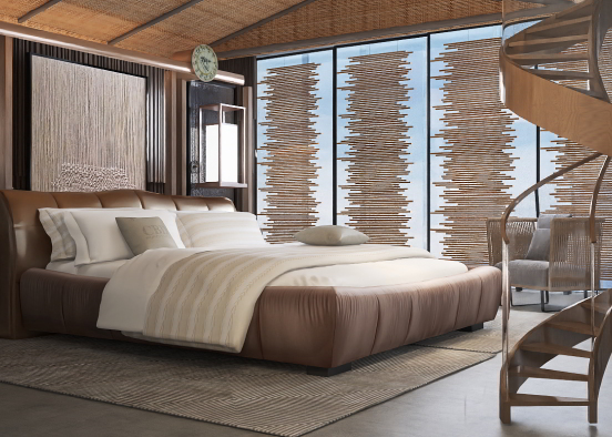 Penthouse Industrial bedroom  Design Rendering