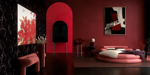 Red & Black marble bedroom
