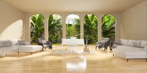Sala de música em uma mansão na natureza