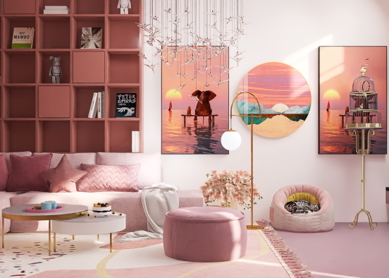 Pink Barbie living room💖 Design Rendering