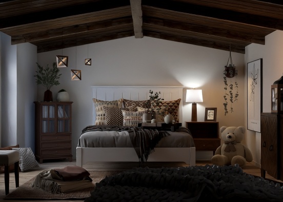 Cozy Chocolate Brown Bedroom Design Rendering