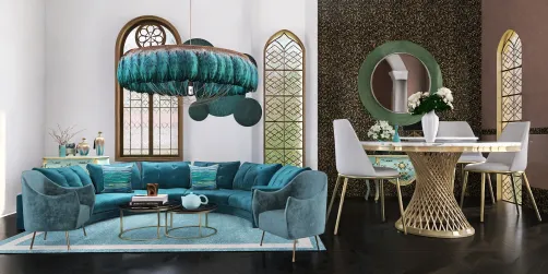 Teal and white 