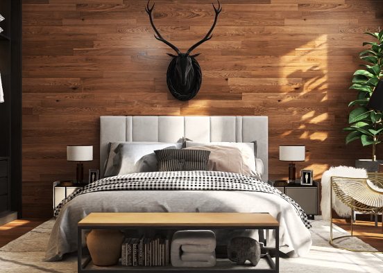 Industrial style bedroom Design Rendering