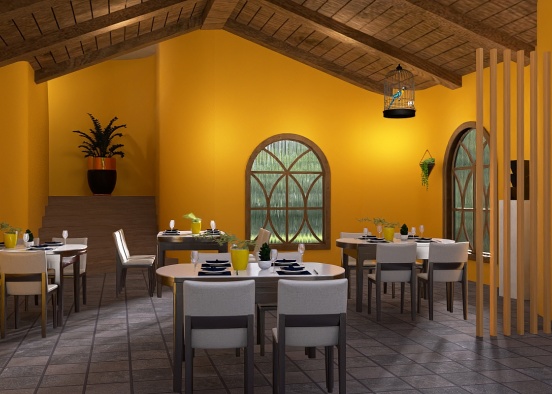 Yellow restaurant room… 🥂 Design Rendering