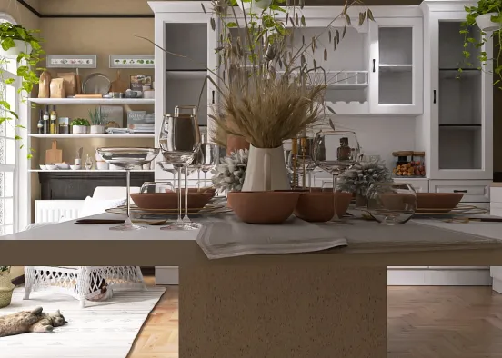 # Lovely Farmhouse Kitchen Renderização de Design