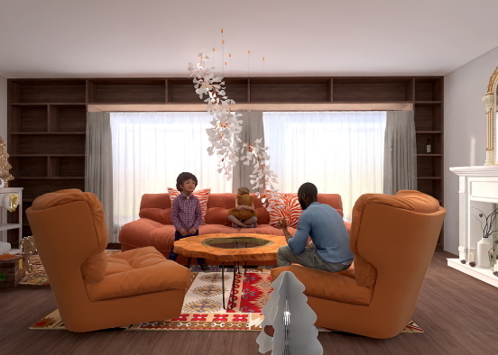 Orangey living room Design Rendering