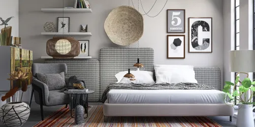 Checkered  bedroom idea 💡