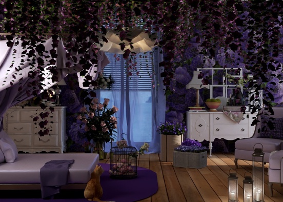Blue room turned purple. Design Rendering
