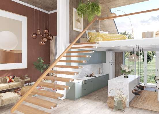 Cozy cabin loft Design Rendering