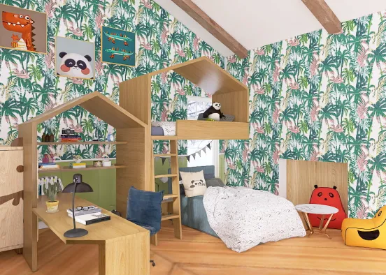 children's room (theme: panda)  Design Rendering