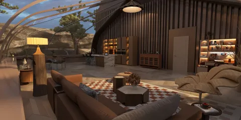 modern living room with open layout featuring smart furniture arrangement and neutral color palette, showcasing Homestyler's real-time 3D rendering ability