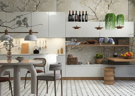 # 3 scandi: kitchen Renderização de Design