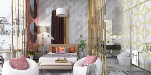 Small elegant bedroom with bathroom 
