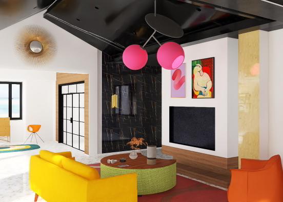 Colorful Living Space Design Rendering
