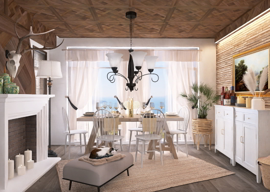 scandinavian themed dining room  Design Rendering
