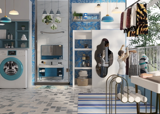 Blue laundry room 💙👗👚 Design Rendering