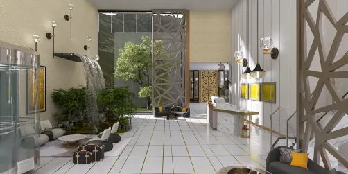 Luxury boutique hotel lobby 