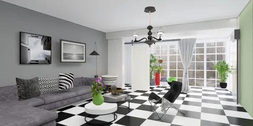 Spring in black and white room