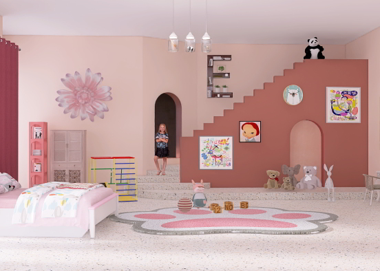 pink cute little girl room 🤍💗🤍💗 Design Rendering