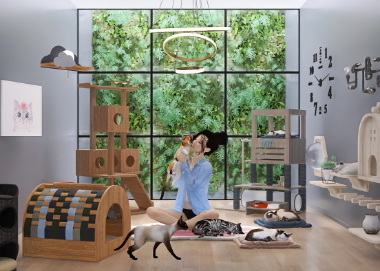 Cat Room With Modern Design And Aesthetic Design Rendering