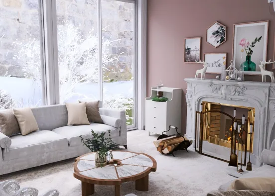 # Warm living room in winter Renderização de Design