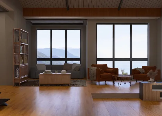 Mountain house living room Design Rendering