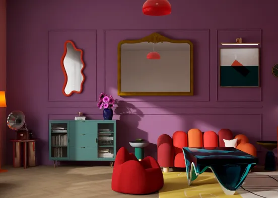 Colourful living room  Design Rendering