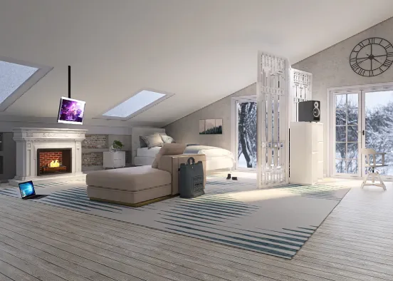 Bedroom for a teenager in Winter-style  Design Rendering