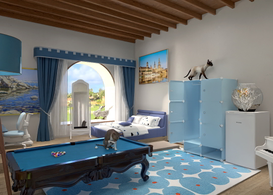 Blue fun bedroom Design Rendering
