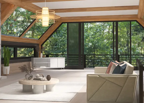 Cabin living room minimalist Design Rendering