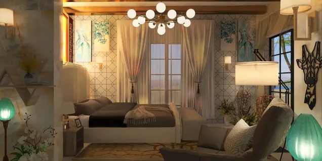 Warm bedroom with desert views 