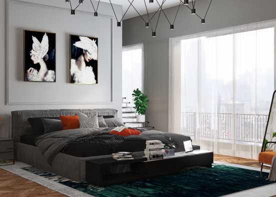 Industrial Apartment Bedroom  Design Rendering