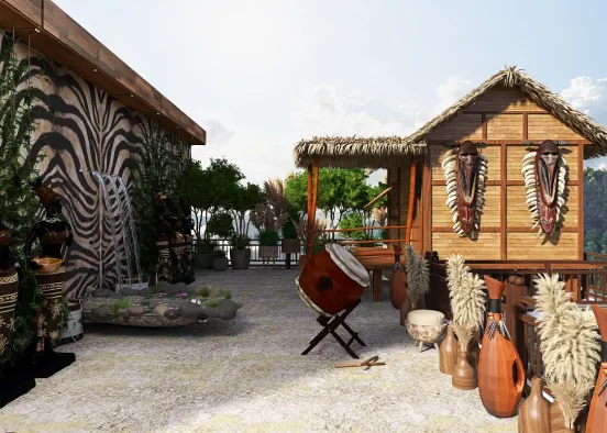 # African Resort Renderização de Design