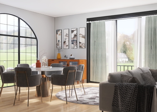 dinner room and living room🍽💐🛋🤍 Design Rendering