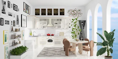 kitchen with an ocean view
